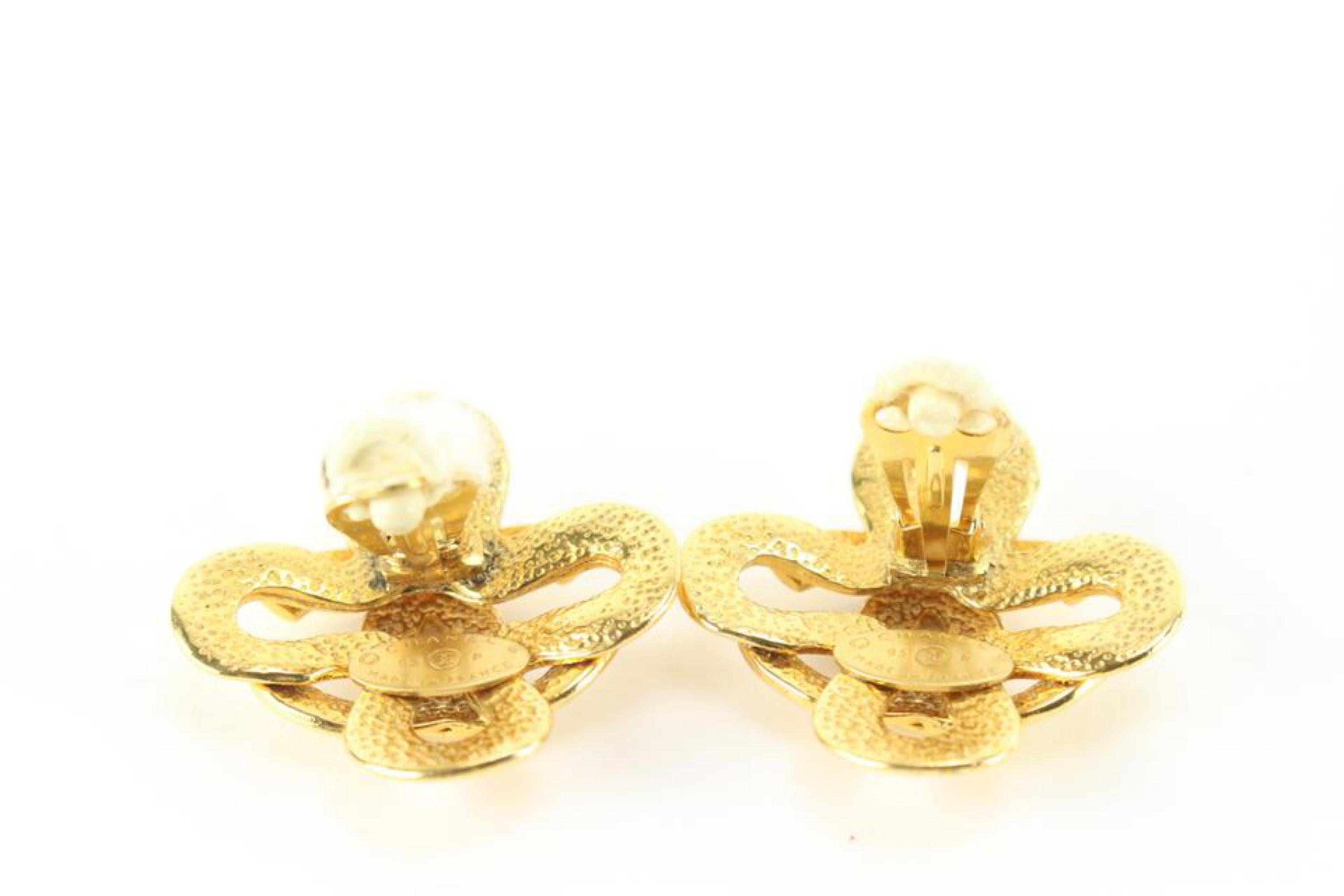 Chanel 95P Gold Plated Clover CC Earrings 46cc825s 7
