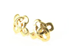 Chanel 95P Gold Plated Clover CC Earrings 46cc825s