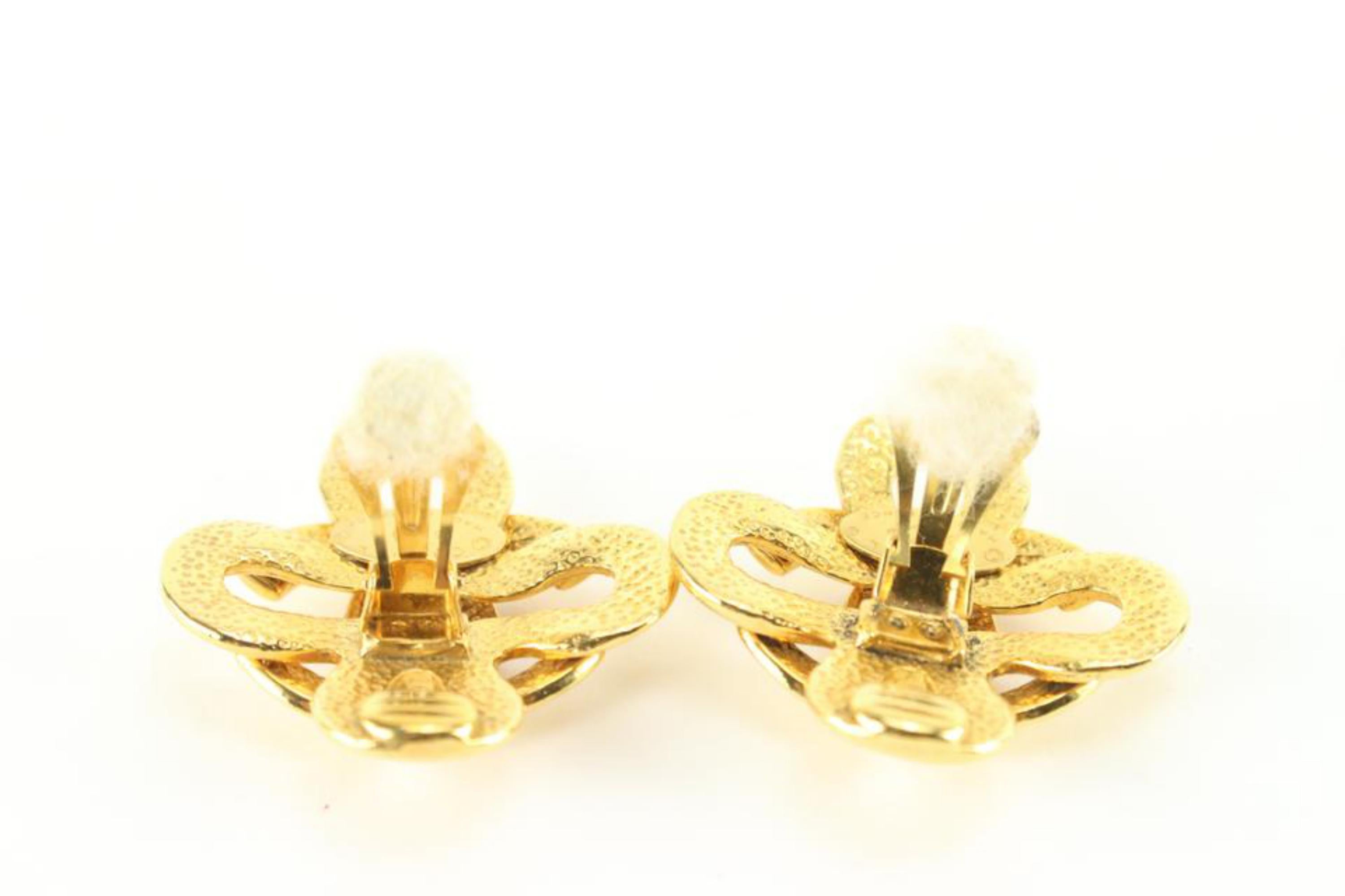 Women's Chanel 95P Gold Plated Clover CC Earrings 46cc825s