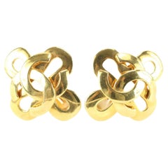 Chanel 95P Gold Plated Clover CC Earrings 46cc825s