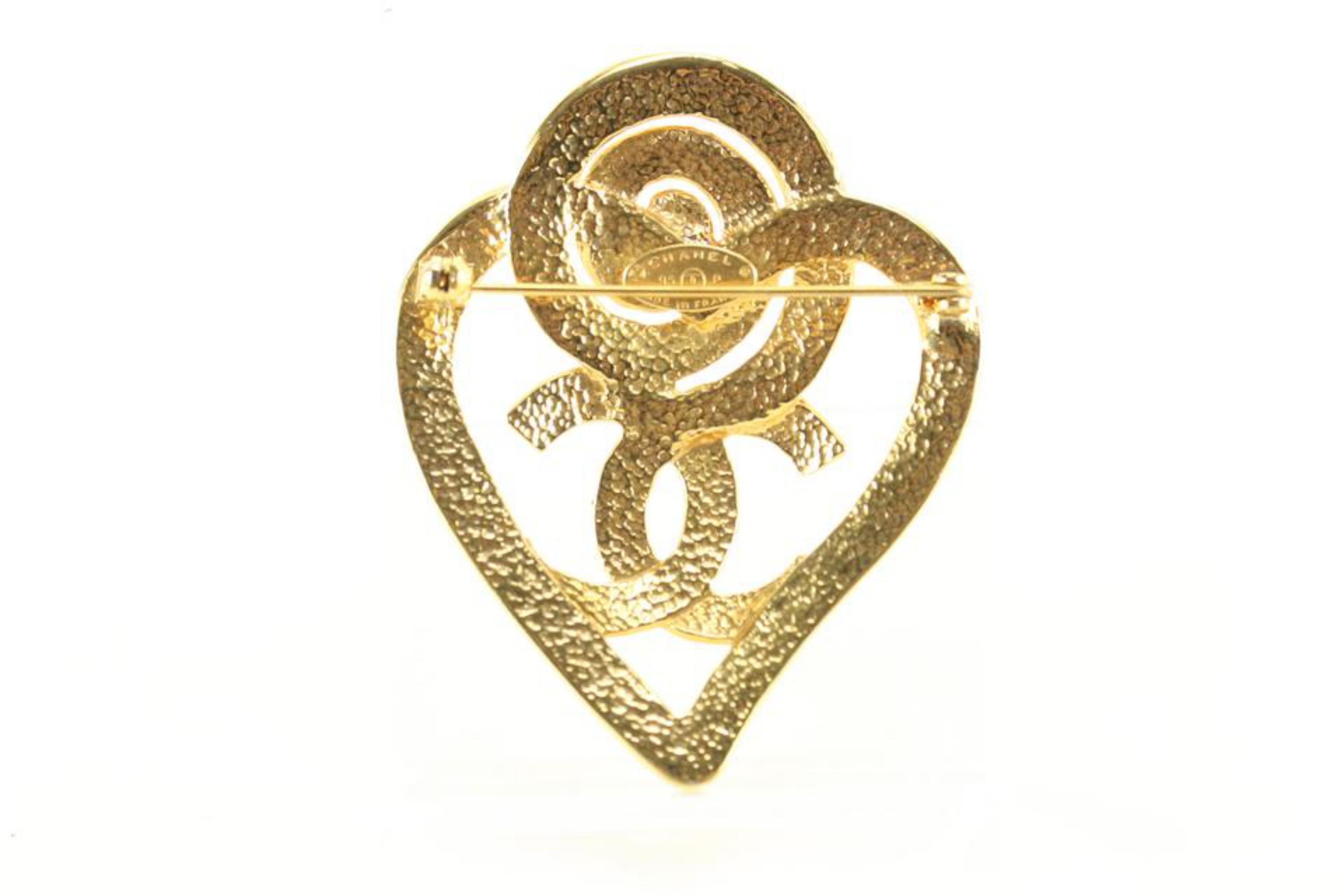 Chanel 95p Broche en forme de cœur spiralé avec épingle CC Corsage 29ck824s en vente 5