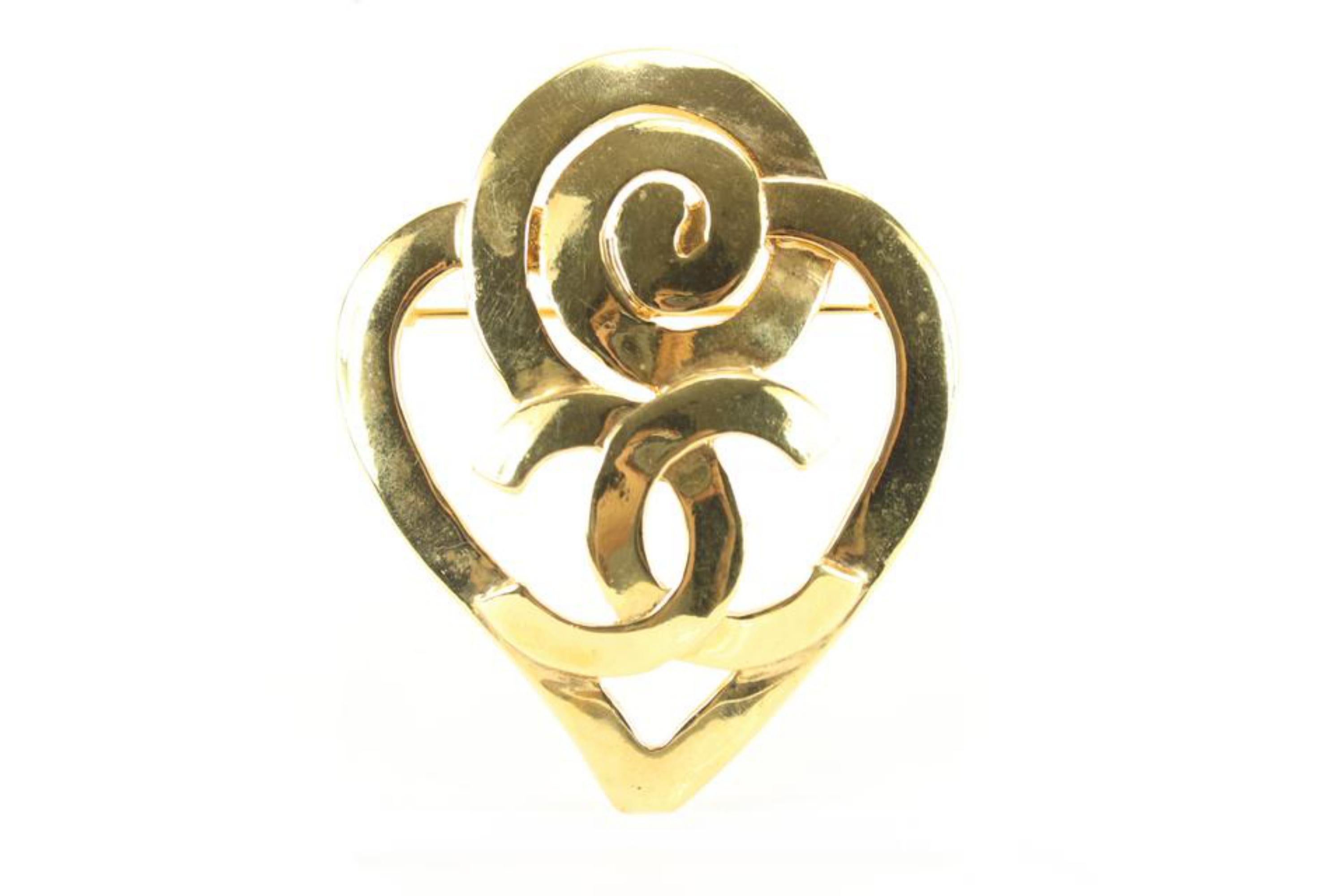 Chanel 95p Broche en forme de cœur spiralé avec épingle CC Corsage 29ck824s en vente 7