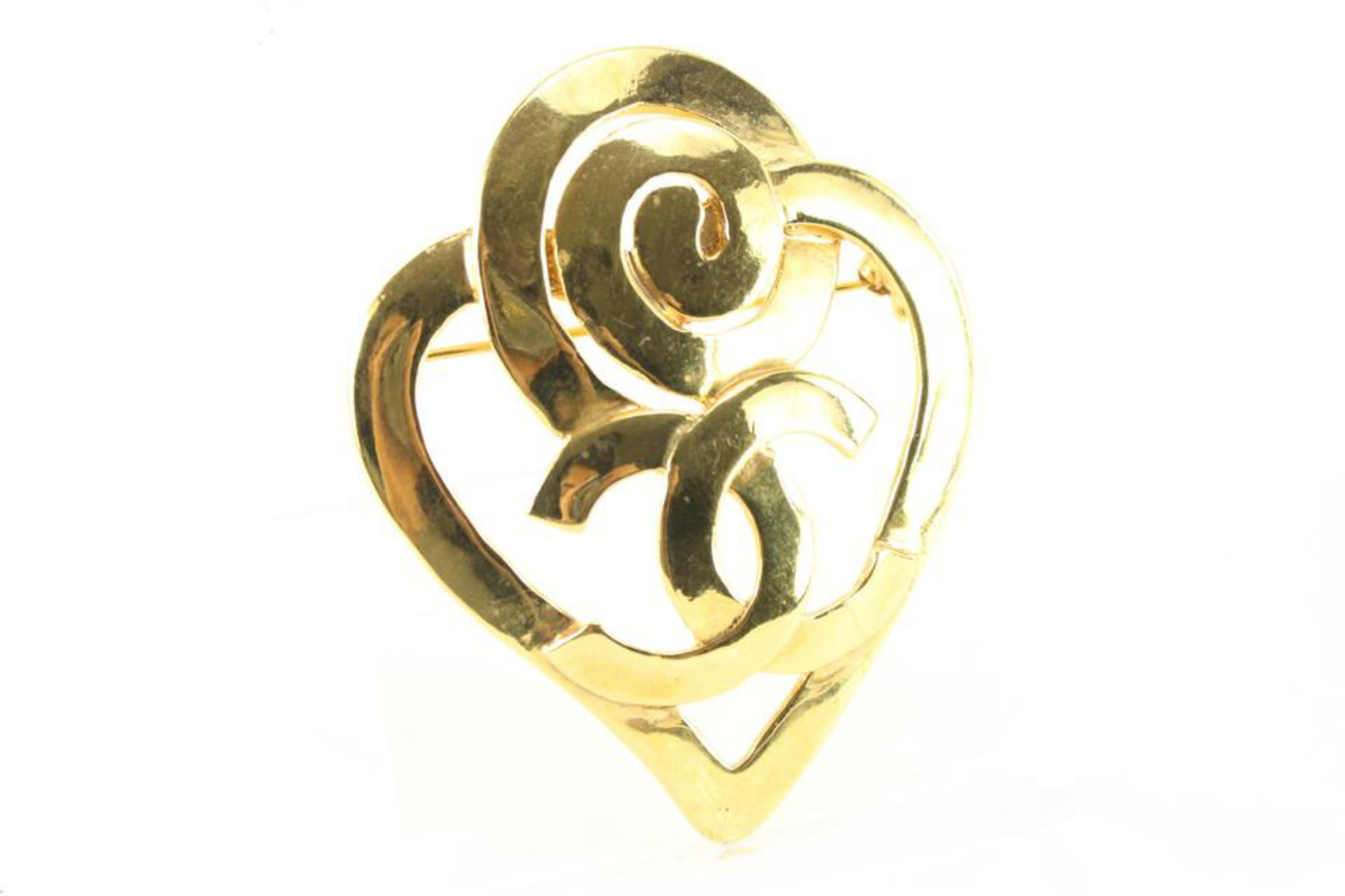 Chanel 95p Broche en forme de cœur spiralé avec épingle CC Corsage 29ck824s en vente 4