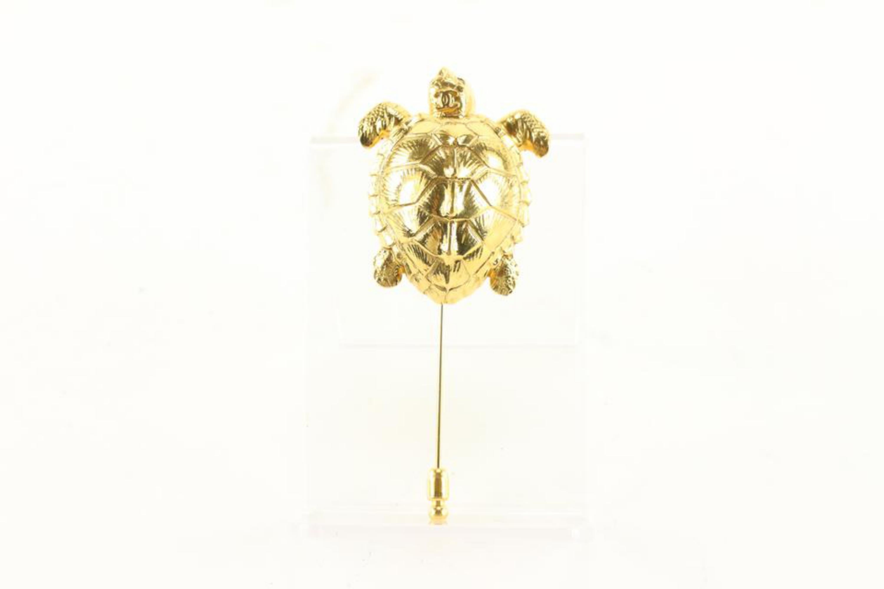 Chanel 96A A07672 Y02003 Gold Plated CC Turtle Pin Tortoise Brooch 22ck76s For Sale 5