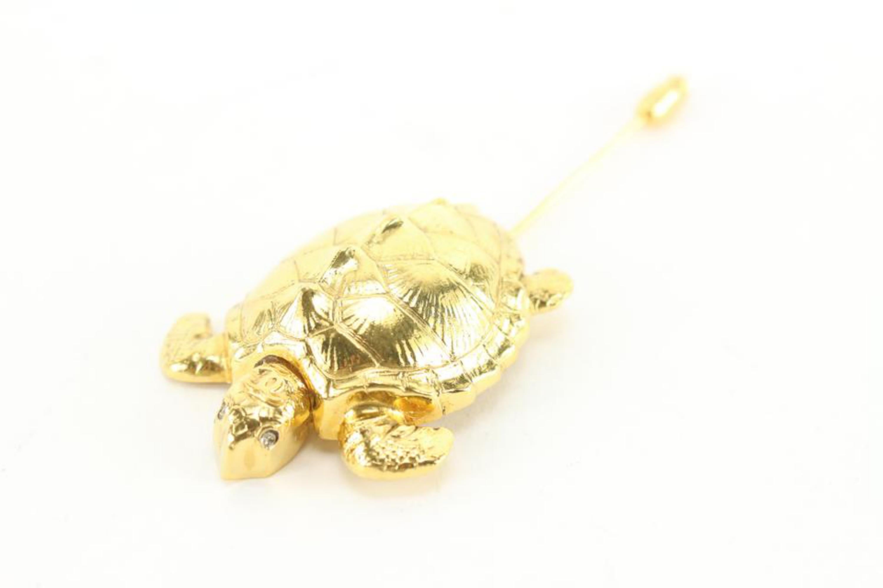 Chanel 96A A07672 Y02003 Gold Plated CC Turtle Pin Tortoise Brooch 22ck76s For Sale 6