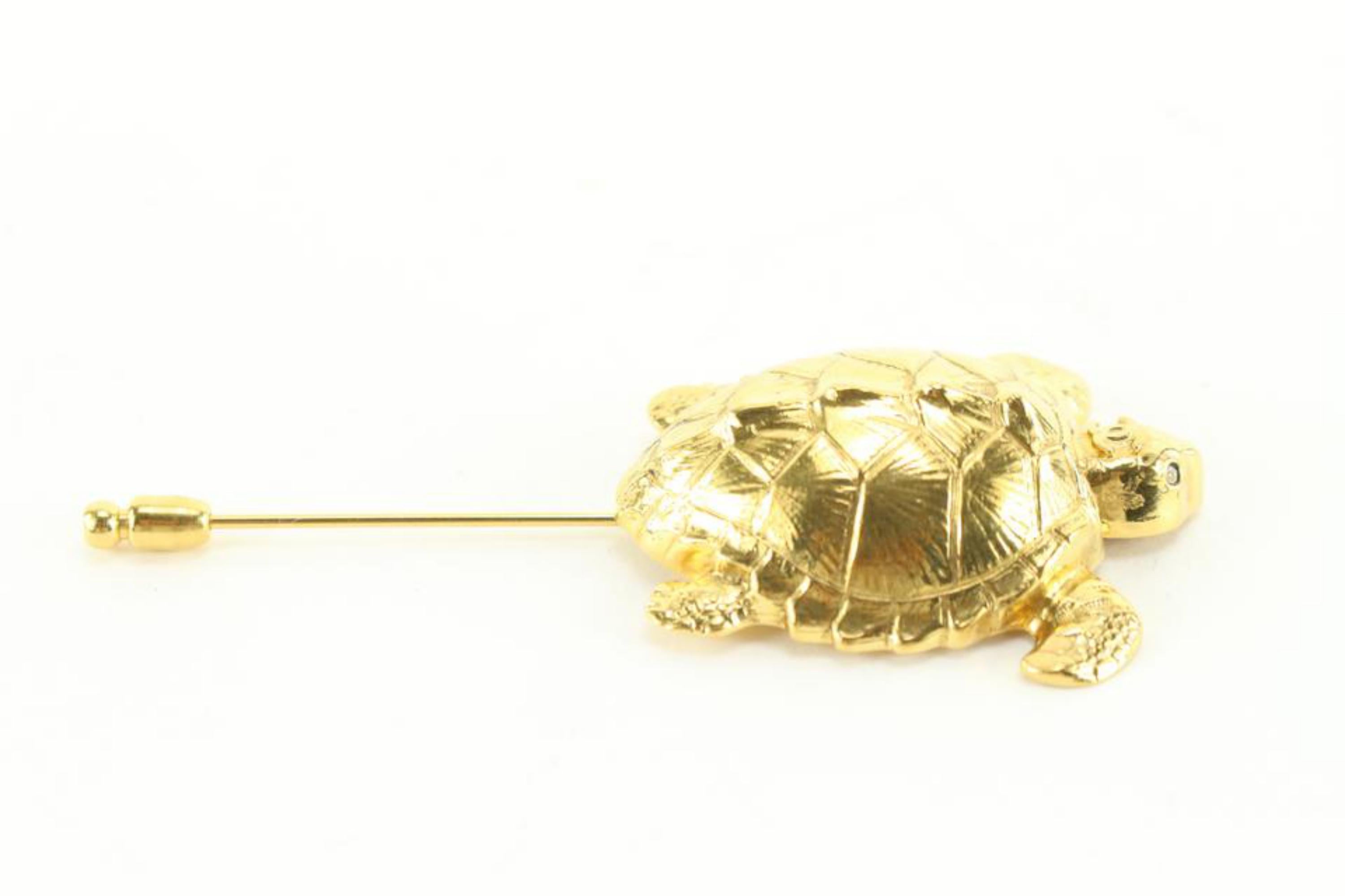 Chanel 96A A07672 Y02003 Gold Plated CC Turtle Pin Tortoise Brooch 22ck76s For Sale 2