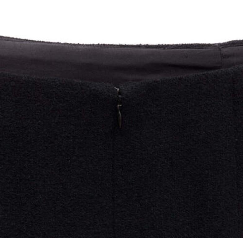 Women's CHANEL 96A black wool tweed CC silver logo button pencil skirt FR44 XXL For Sale