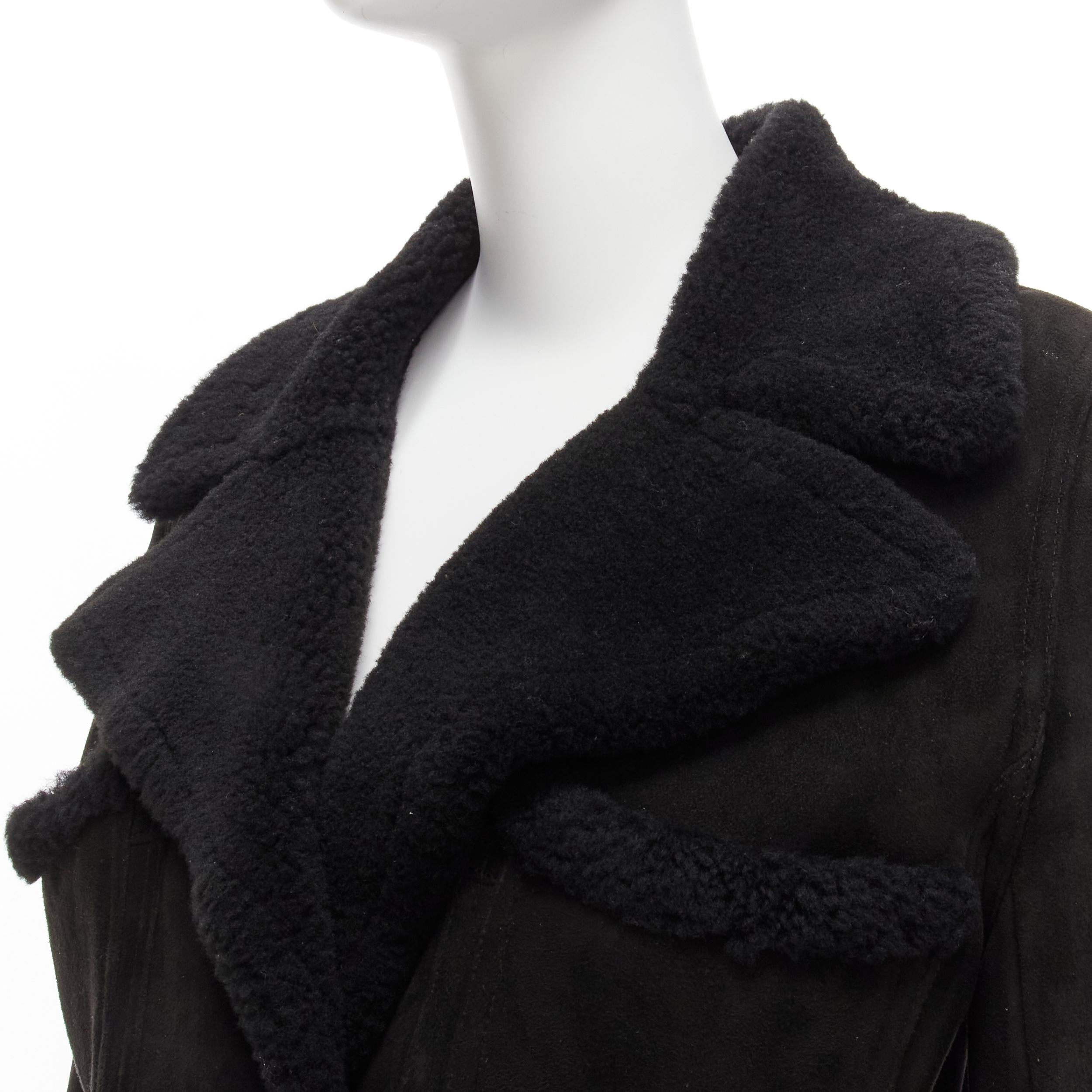 CHANEL 96A Vintage  shearling fur lined suede CC zip pockets jacket FR38 M 5