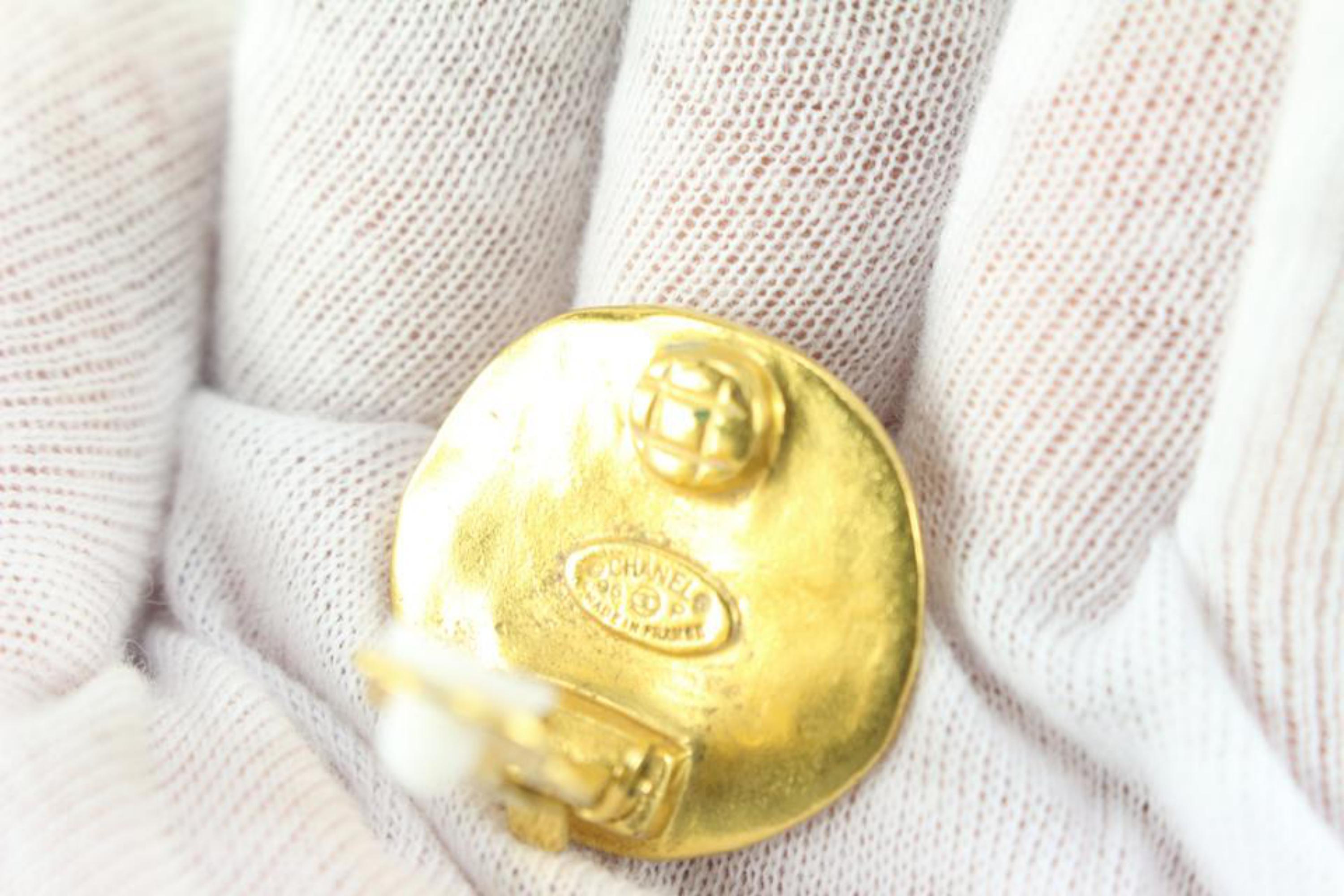 Chanel 96p 24k vergoldete runde CC-Logo-Rauchohrringe 72cz726s im Angebot 5
