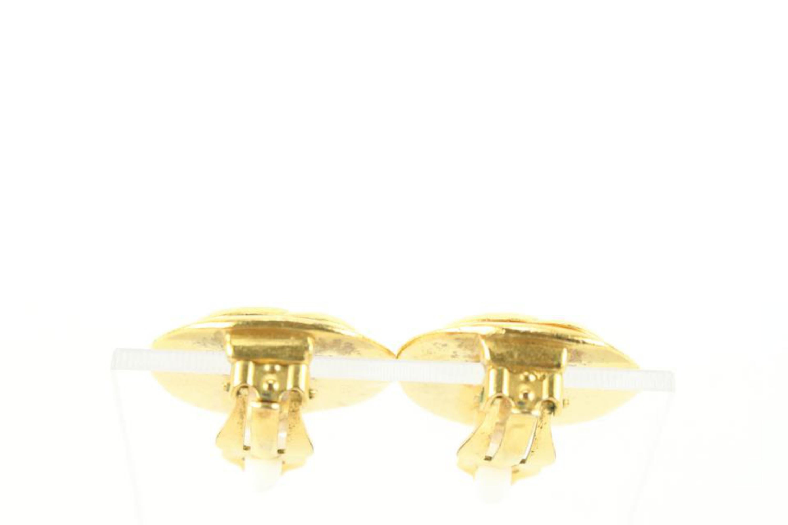 Chanel 96p 24k vergoldete runde CC-Logo-Rauchohrringe 72cz726s Damen im Angebot