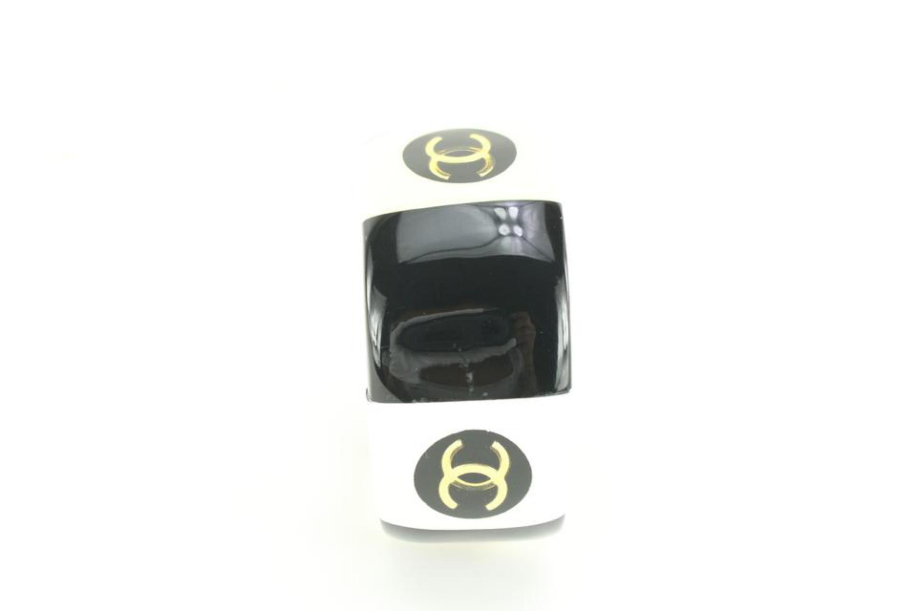 Chanel 96P Black x Ivory Coco Button CC Wide Cuff Bracelet Bangle 77cz615s For Sale 4