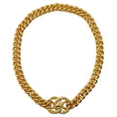 Chanel 96P Vintage Long Chunky Chain Choker Necklace Gold 66361