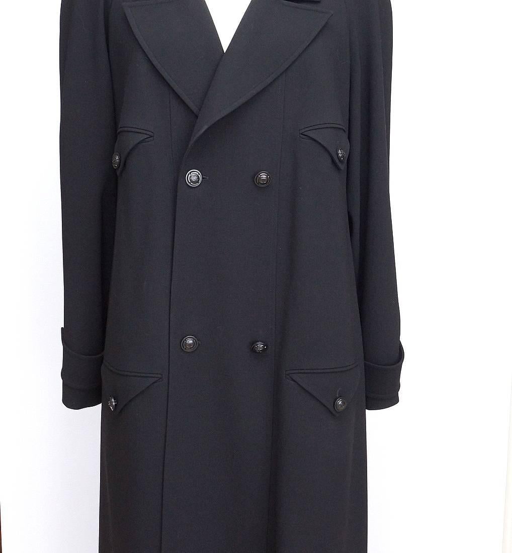 Black Chanel 97A Coat Trench Inspired Wool Chic 40 / 8