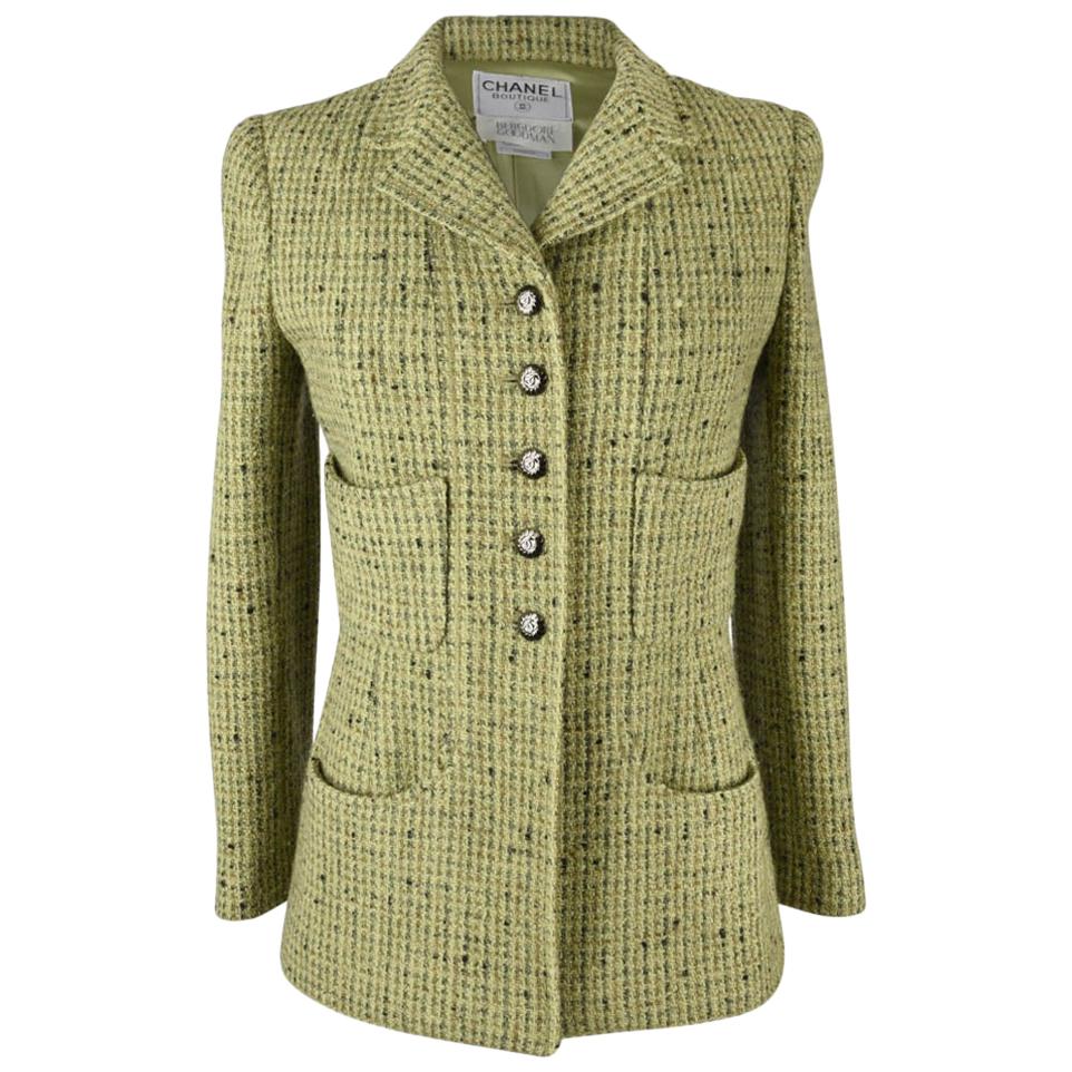 Chanel 97A Jacket  Divine Fresh Green Tweed  34 / 4 For Sale