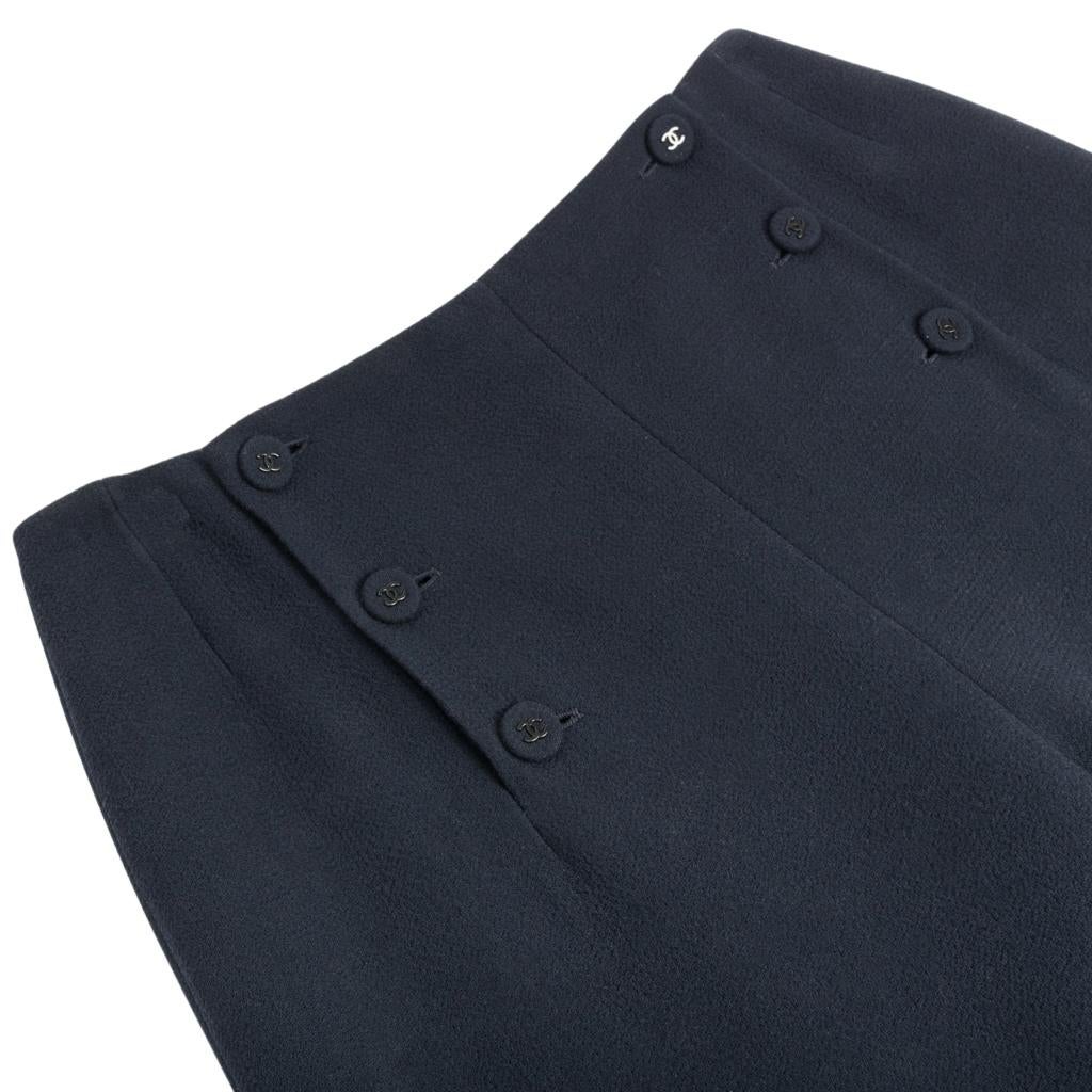 Black Chanel 97A Pant Navy Sailor Influence Wool 42 / 10