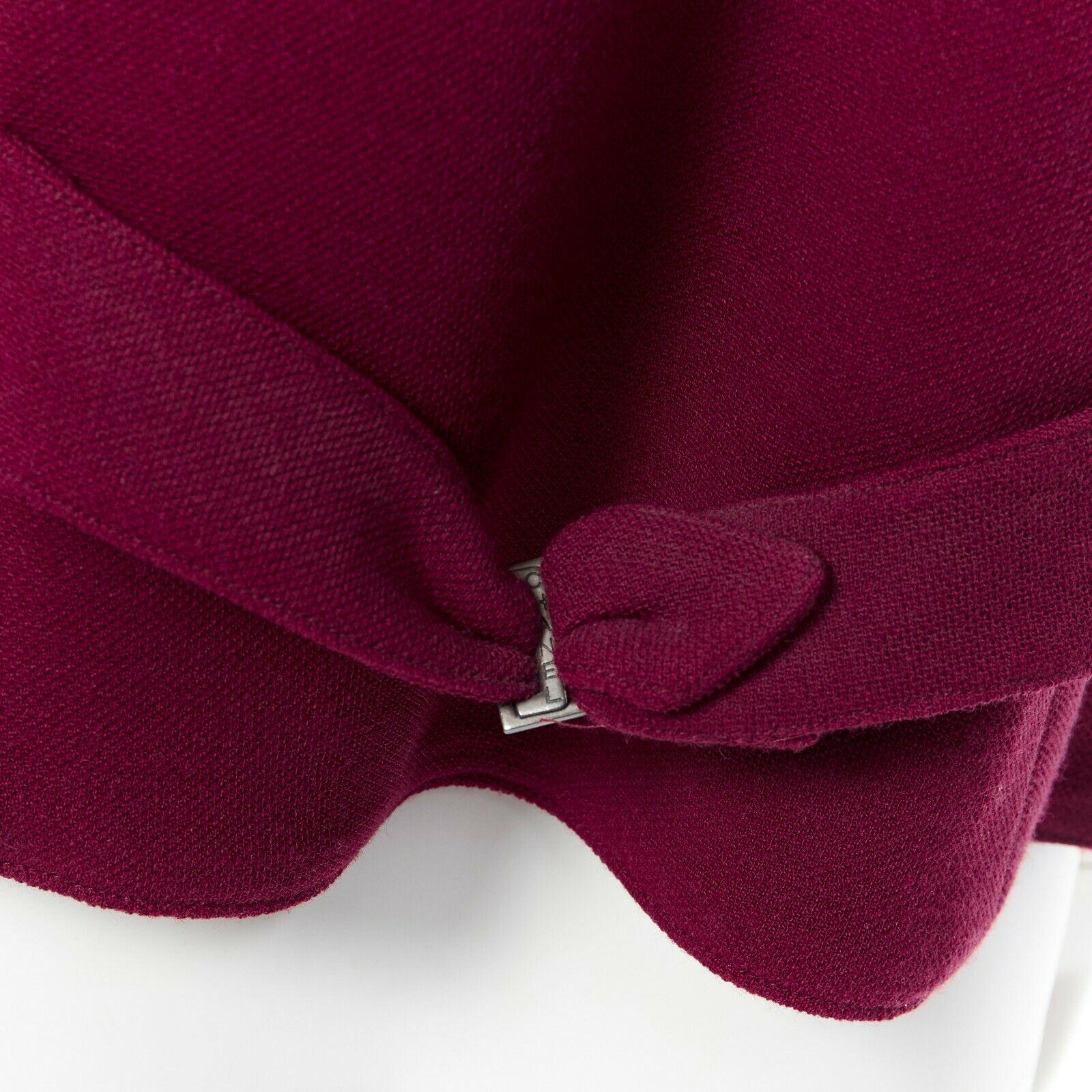 CHANEL 97A scarlet crimson red rabbit fur tuxedo vest silver buttons wool FR42 4