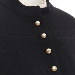 CHANEL 97A Vintage black wool CC pearl buttons panelled 4-pocket jacket FR40 M