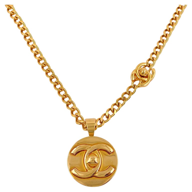 Chanel 97A Vintage Large Medallion Double Turnlock CC Long Necklace
