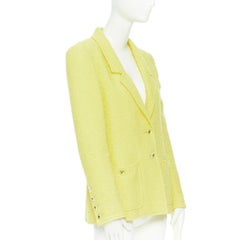 CHANEL 97C vintage baby yellow boucle tweed classic tailor blazer jacket FR40