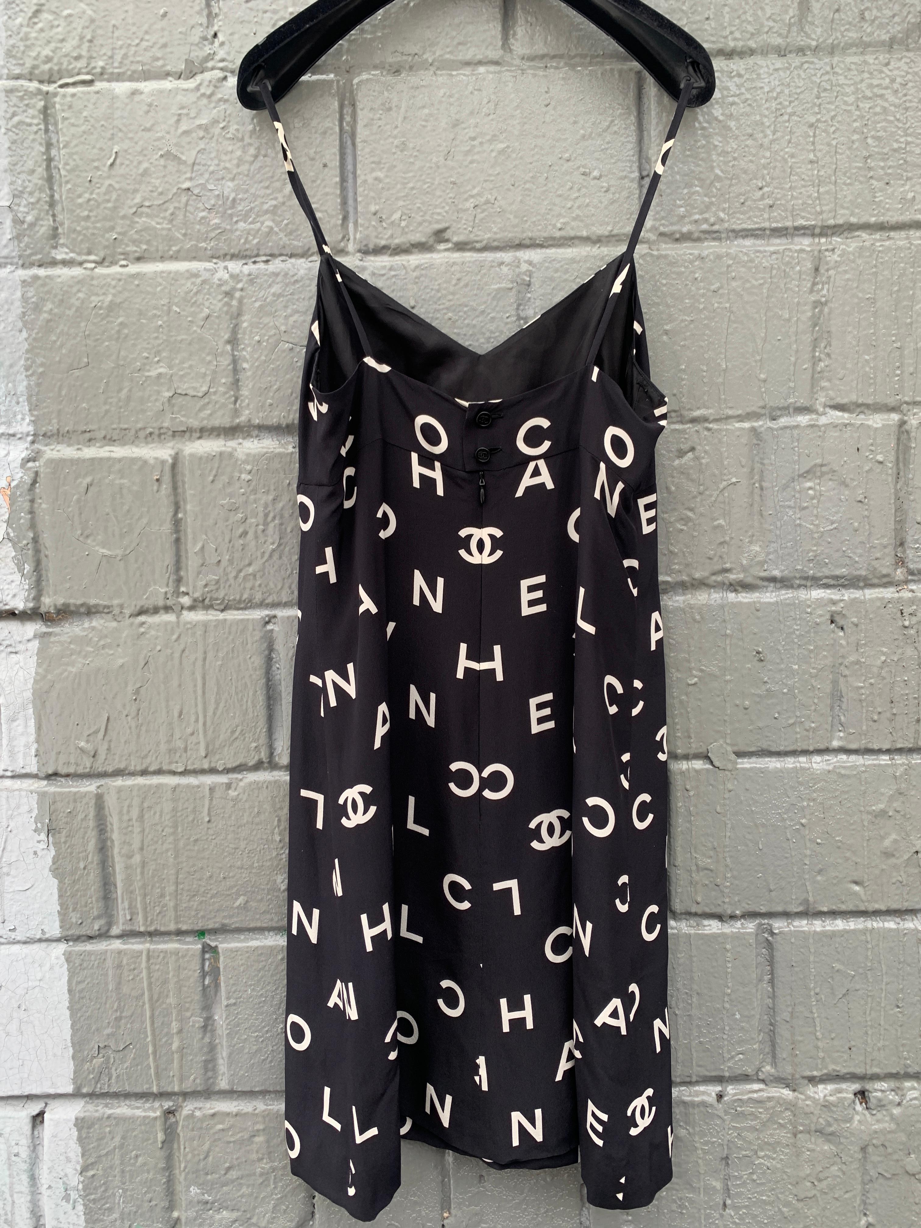 Chanel 97P Spring 1997 Most Wanted Runway Logo Runway Alpha  Coco Print Dress For Sale 8