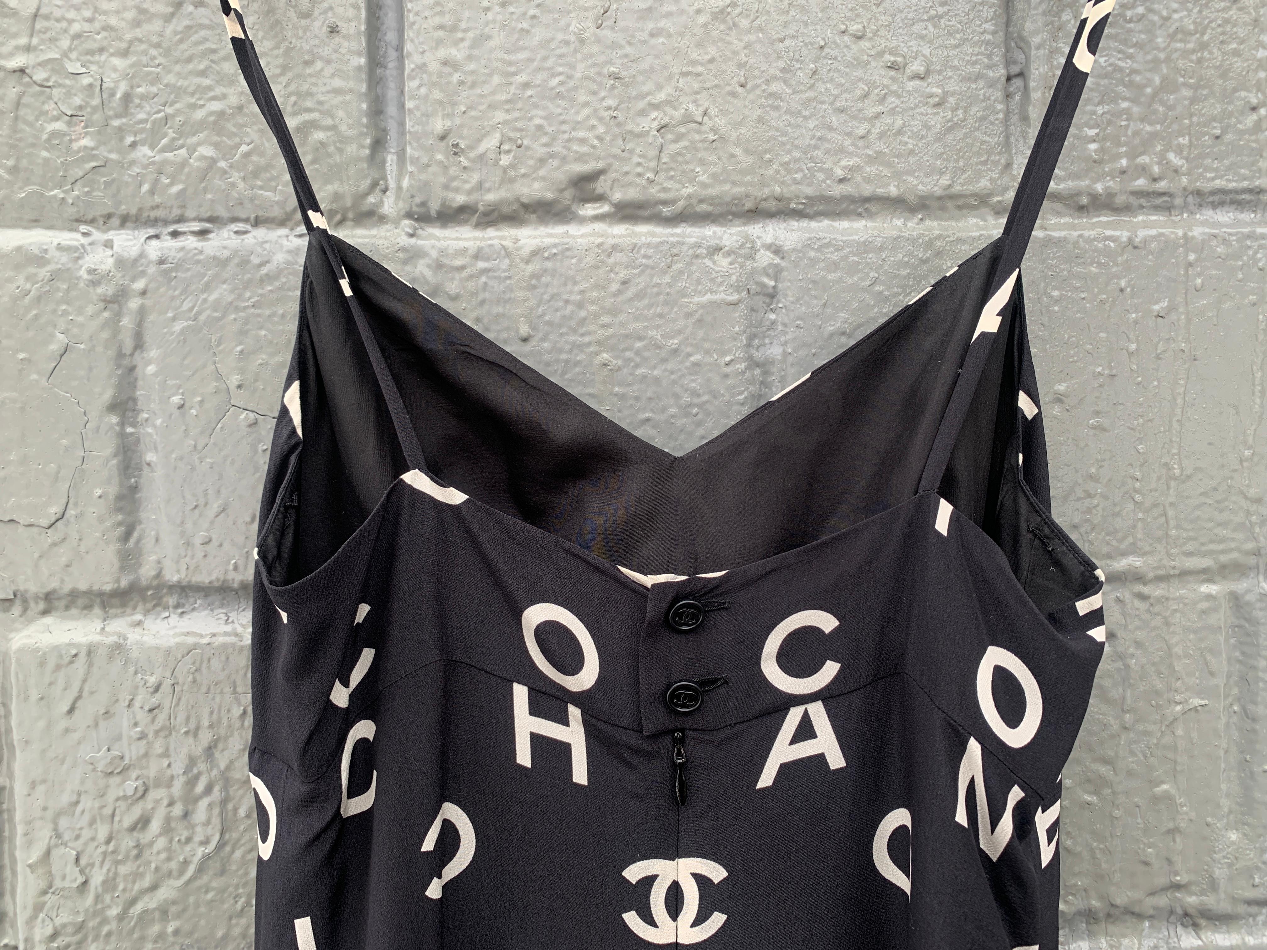 Chanel 97P Spring 1997 Most Wanted Runway Logo Runway Alpha  Coco Print Dress For Sale 14