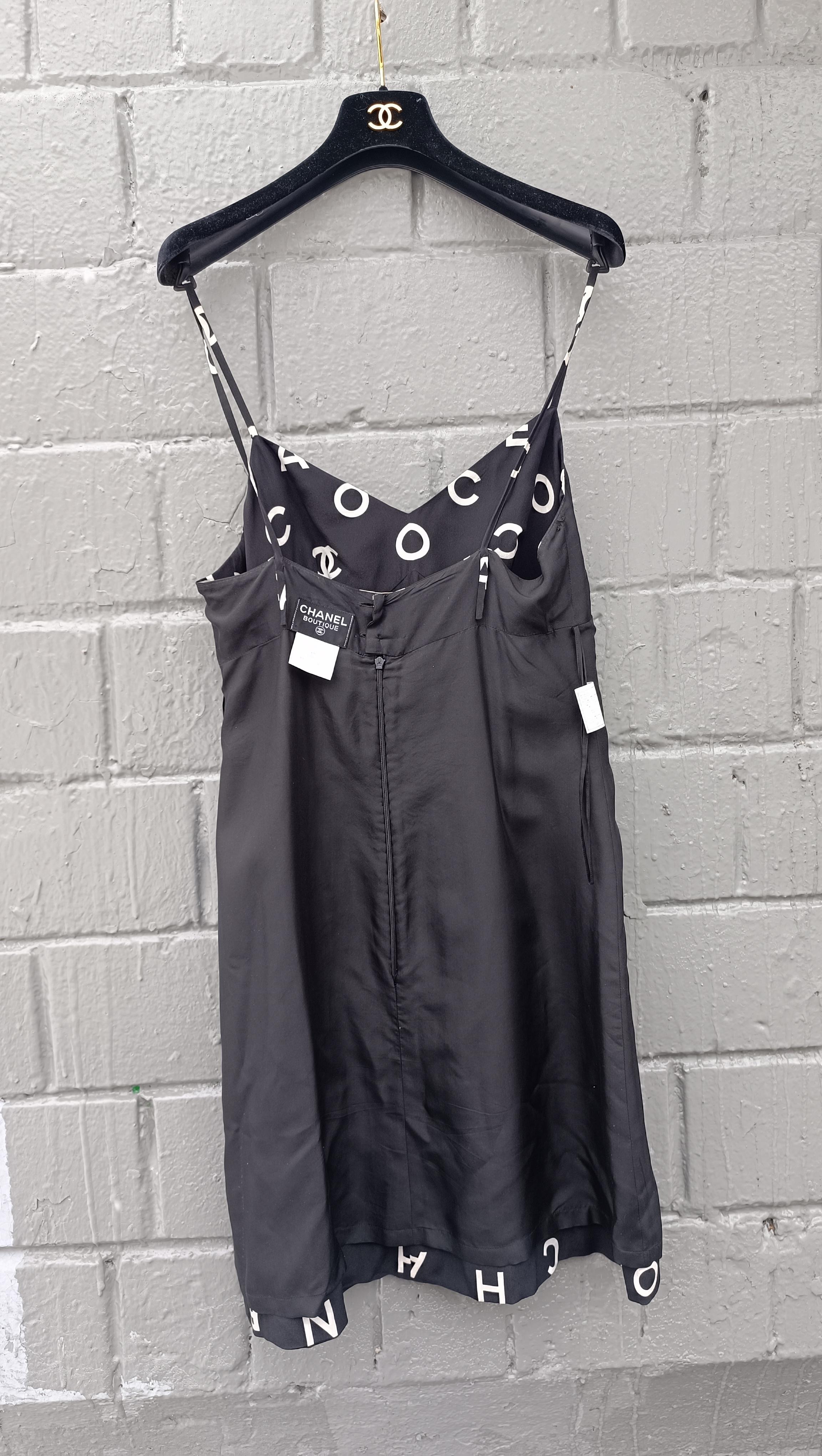 Chanel 97P Spring 1997 Most Wanted Runway Logo Runway Alpha  Coco Print Dress For Sale 15
