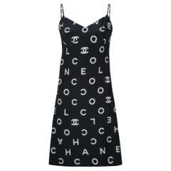 Chanel 97P Spring 1997 Most Wanted Runway Logo Runway Alpha  Coco Print Dress