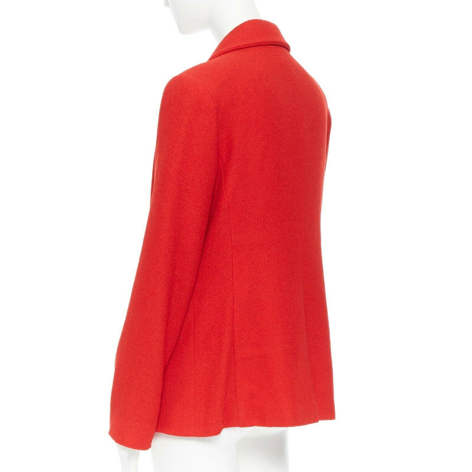 CHANEL 98A vintage lipstick red tweed peak lapel copper CC blazer jacket FR44 1