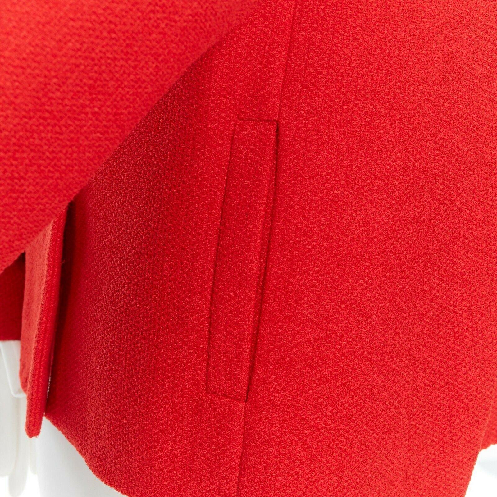 CHANEL 98A vintage lipstick red tweed peak lapel copper CC blazer jacket FR44 2