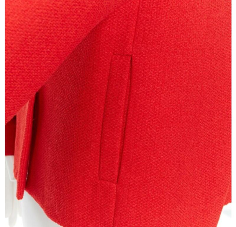 CHANEL 98A vintage lipstick red tweed peak lapel copper CC blazer jacket FR44 For Sale 3
