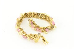 Chanel 98P 24k Gold Plated Pink Rock Candy CC Bracelet 82ca711s