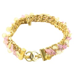 Chanel 98P 24k Gold Plated Pink Rock Candy CC Bracelet 82ca711s