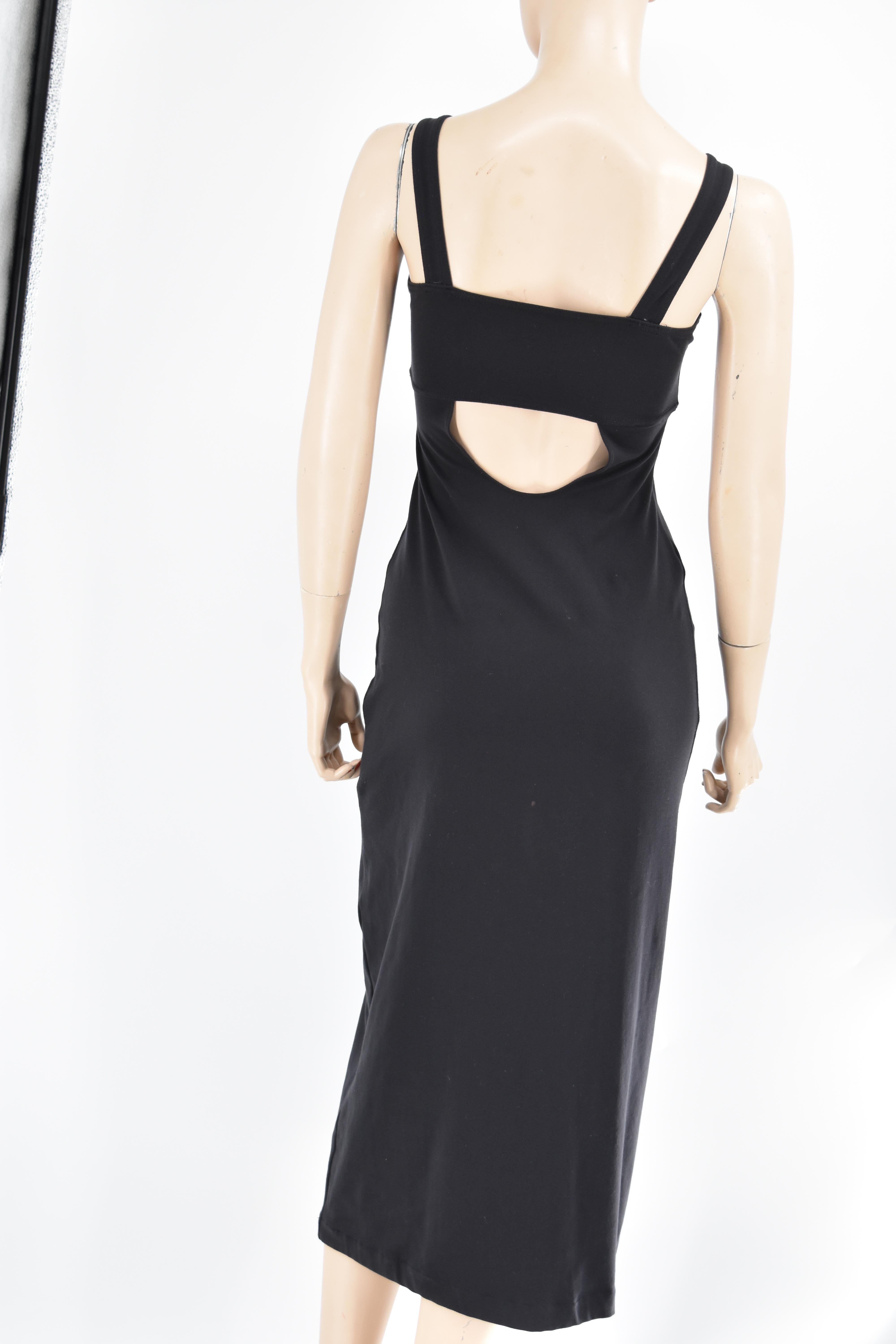 Chanel 98P Primavera 1998 Vestido recortado más buscado con bordado CC Logo 40 Negro en venta