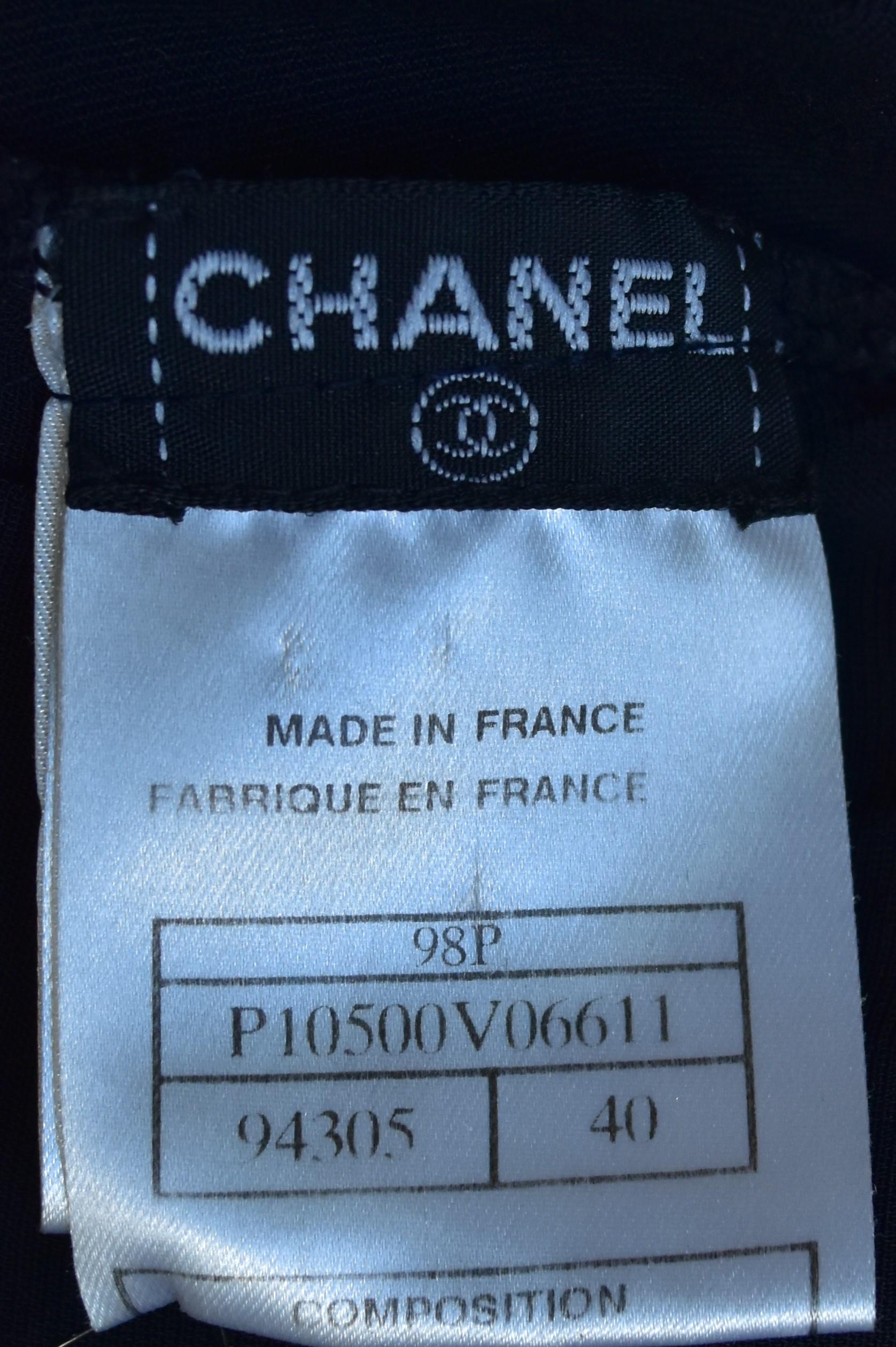 De las mujeres Chanel 98P Primavera 1998 Vestido recortado más buscado con bordado CC Logo 40 en venta