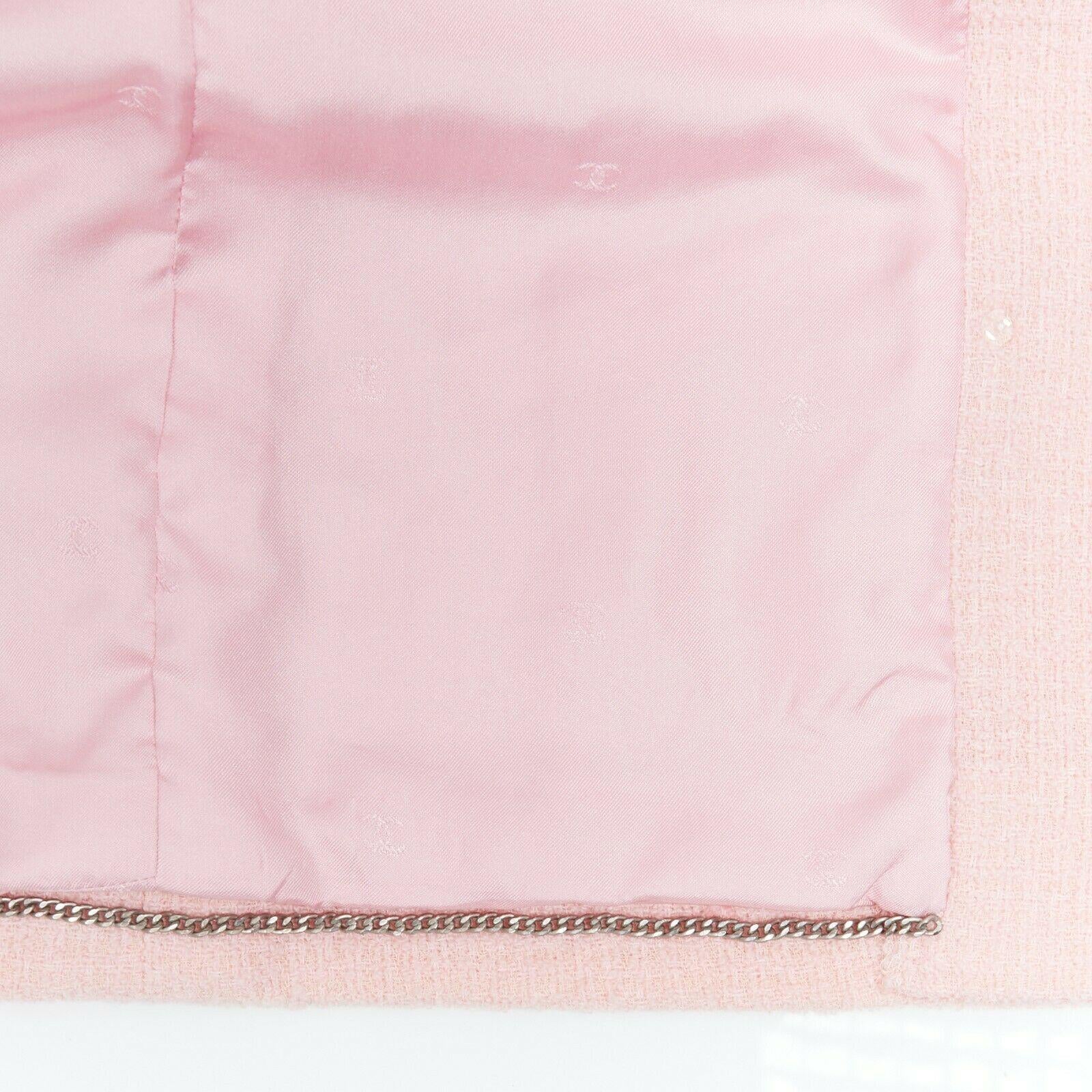 CHANEL 98P vintage soft pink tweed double breasted boxy blazer jacket FR46 4