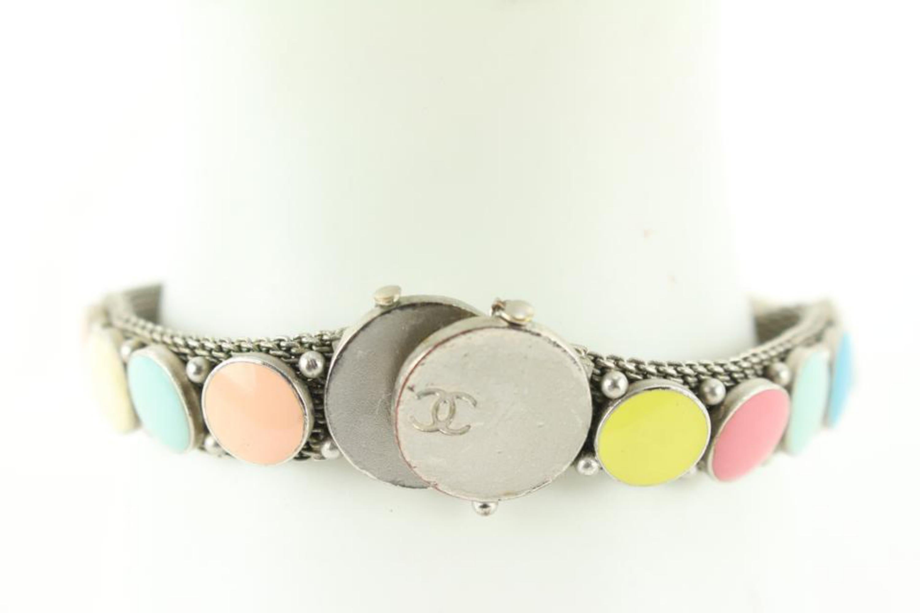 Chanel 99C Multicolor Candy Silver Mesh CC Bracelet 50ck77s For Sale 7