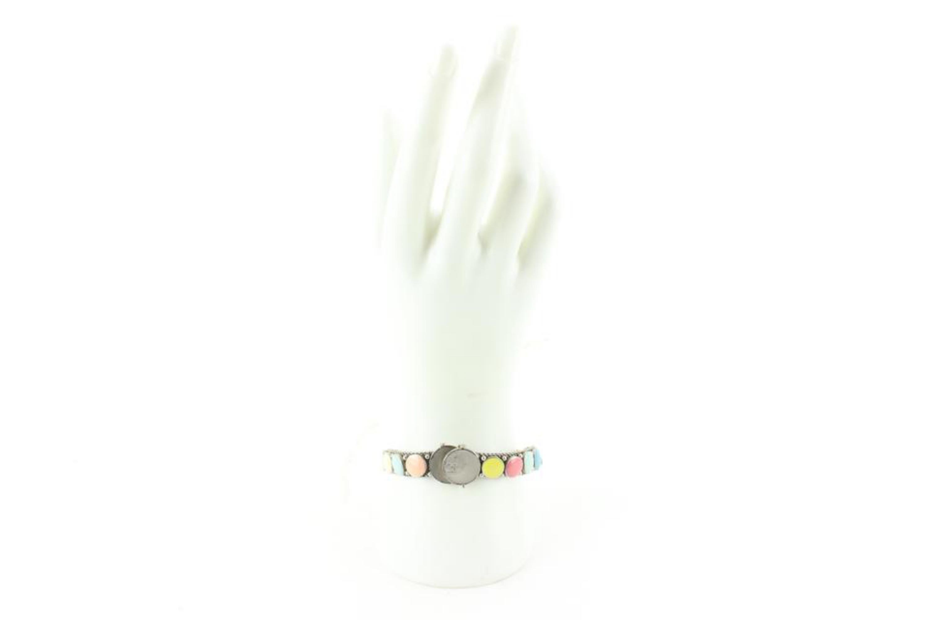 Chanel 99C Multicolor Candy Silber Mesh CC Armband 50ck77s im Angebot 1