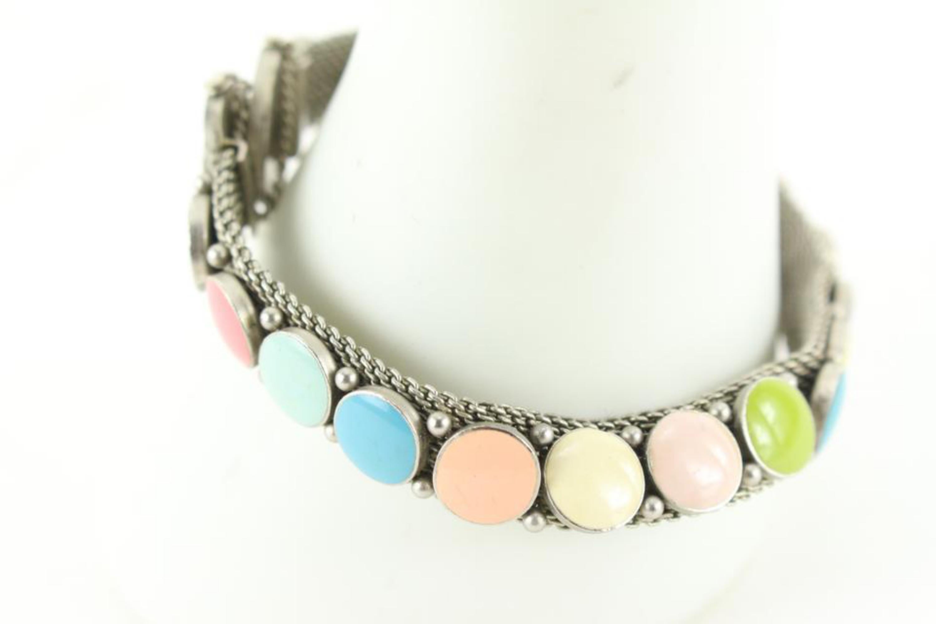 Chanel 99C Multicolor Candy Silber Mesh CC Armband 50ck77s im Angebot 4