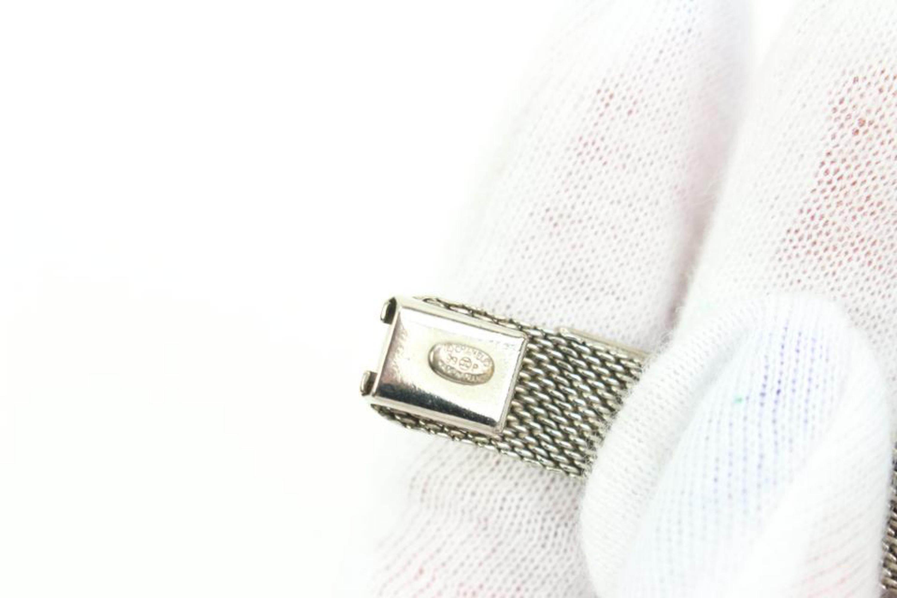 Chanel 99P Silver Mesh Gripoix Stone Bracelet 41ck61 In Good Condition In Dix hills, NY