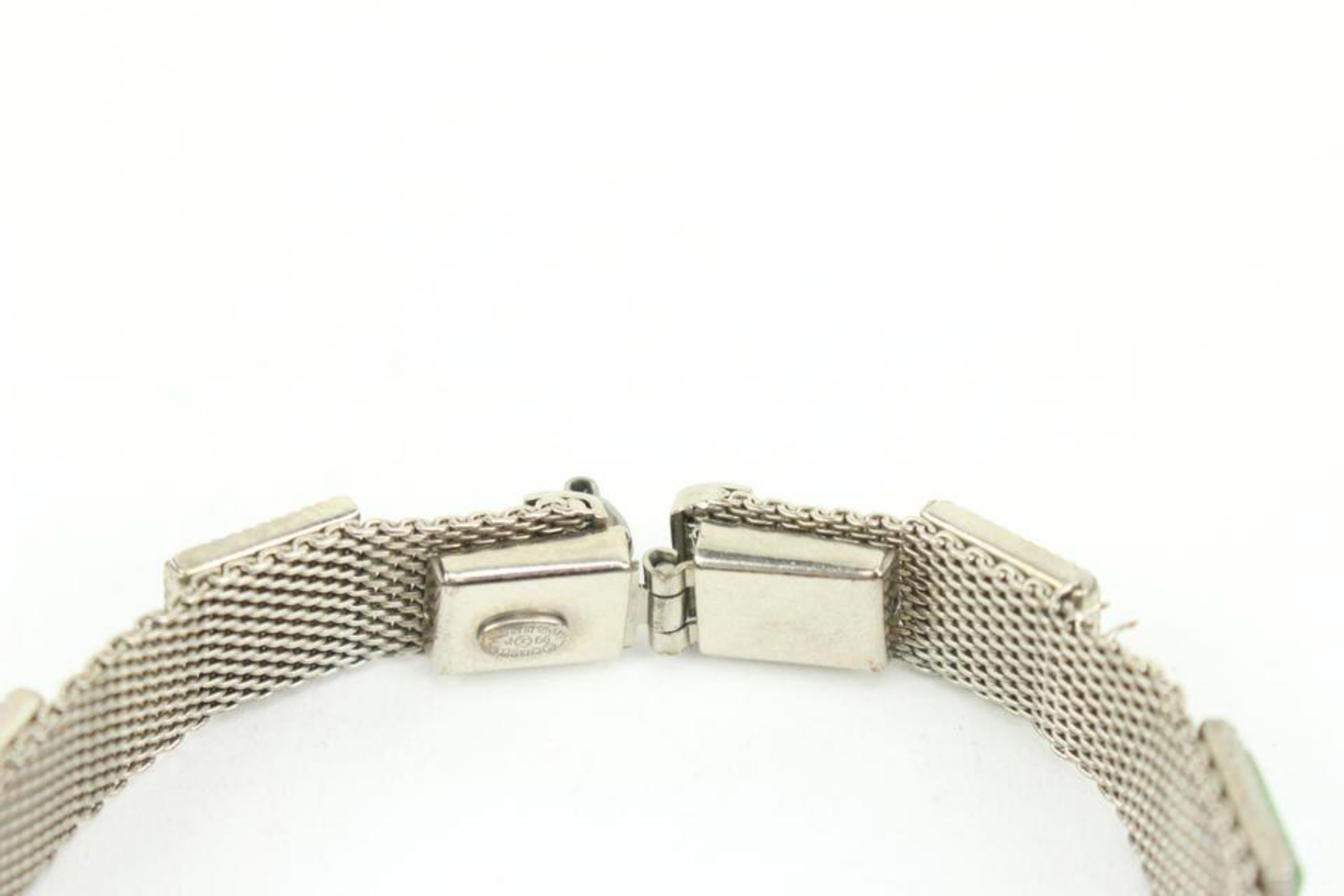Chanel 99P Silver Mesh Gripoix Stone Bracelet 41ck61 1