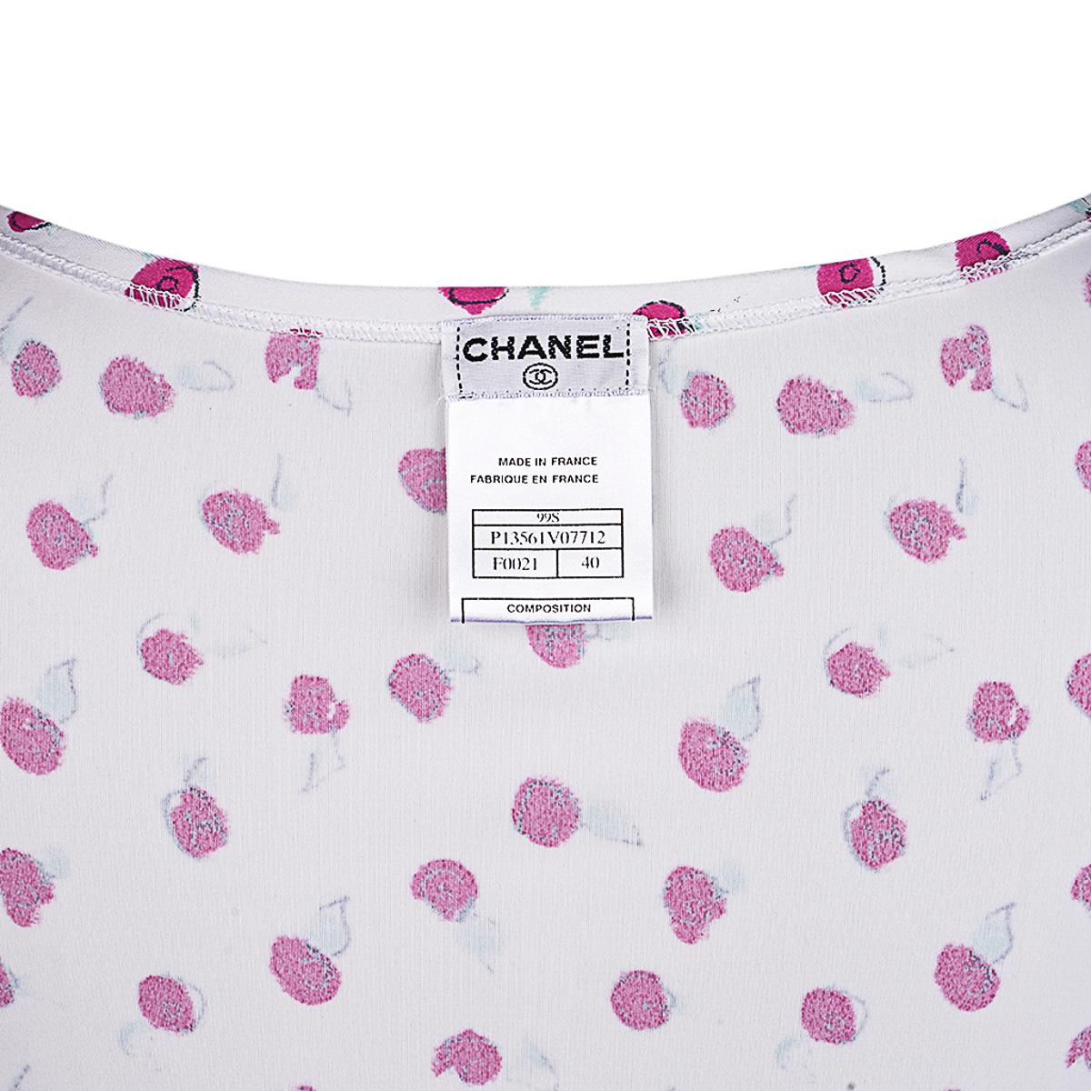 Chanel 99S Top Abstrakte Rosa Rosen SO Charming 40 / 6 im Angebot 3