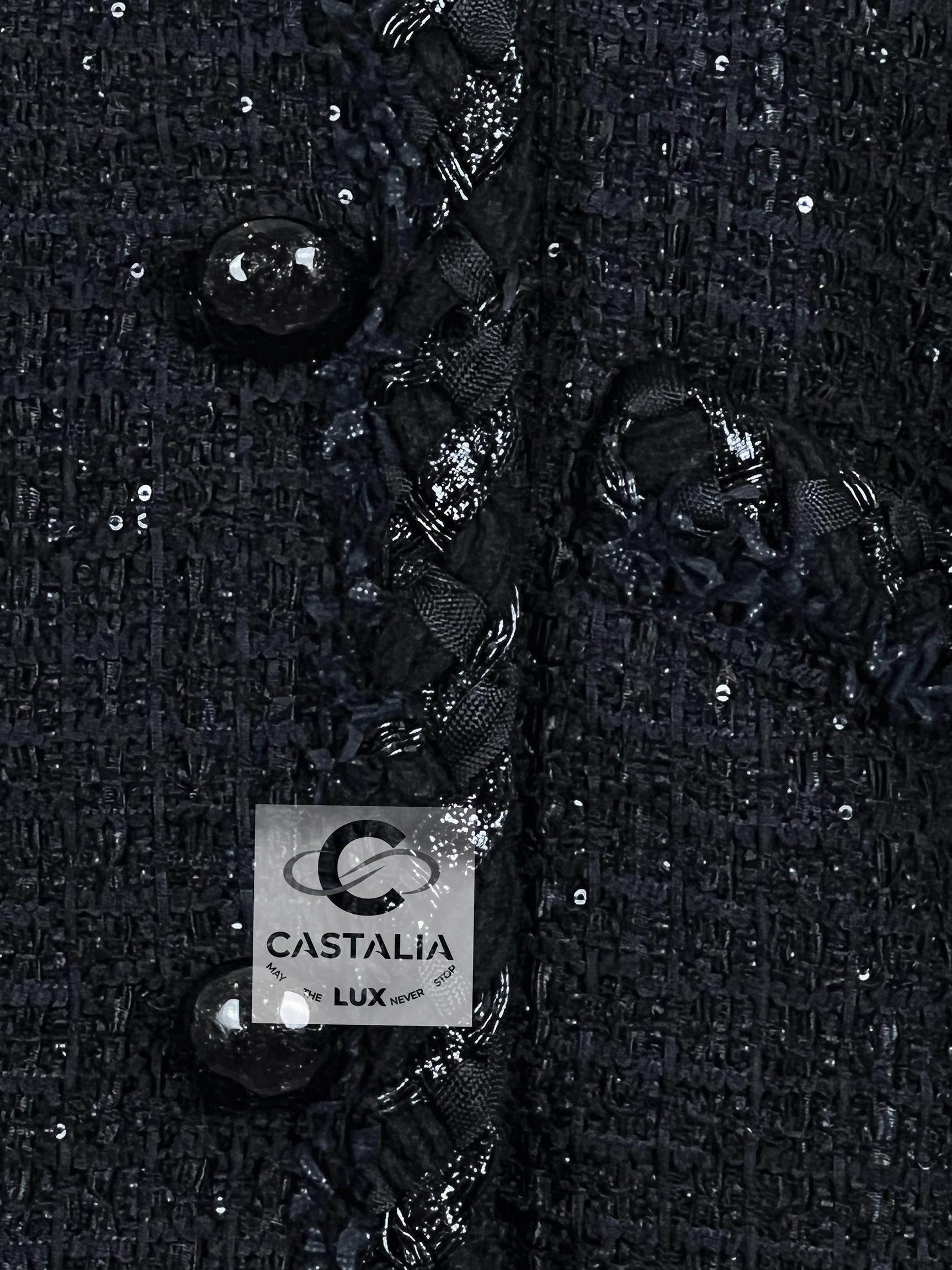 Chanel 9K$ Black Sequin Tweed Jacket 6
