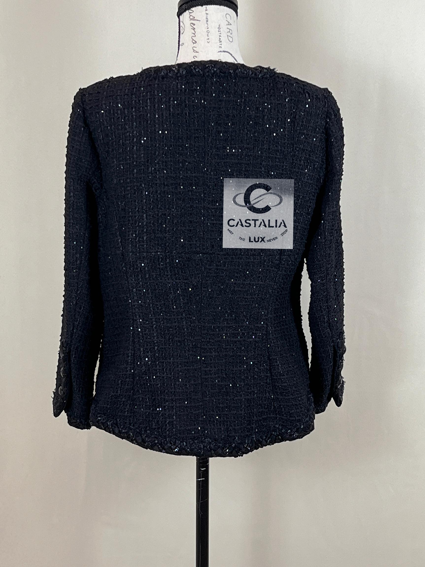 Chanel 9K$ Black Sequin Tweed Jacket 7