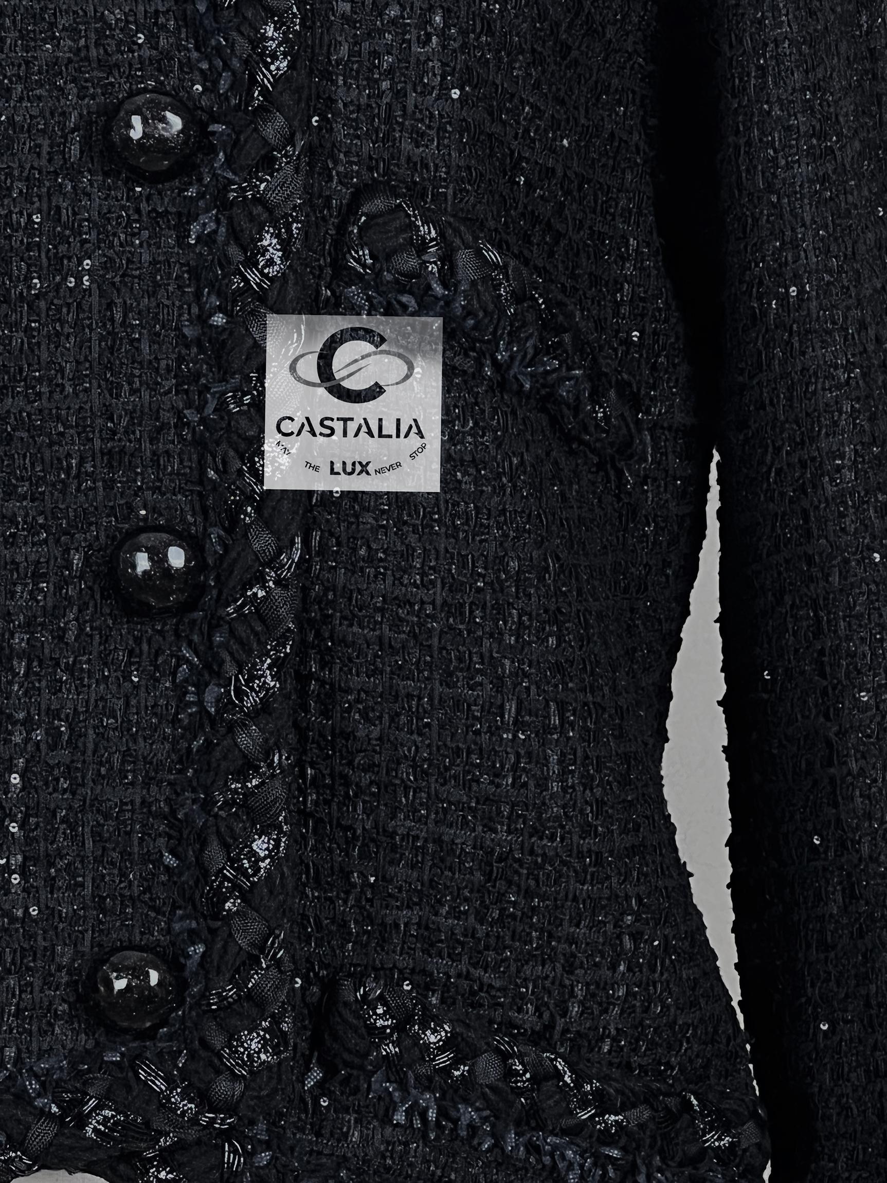 Chanel 9K$ Black Sequin Tweed Jacket 1