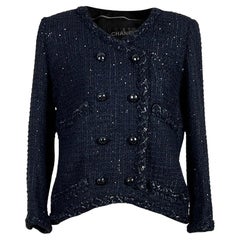 Chanel 9K$ Black Sequin Tweed Jacket