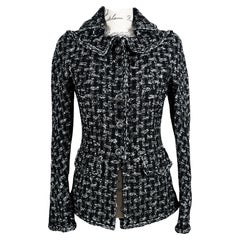 Chanel 9K$ CC Schwarze Tweed-Jacke mit Knöpfen aus Tweed
