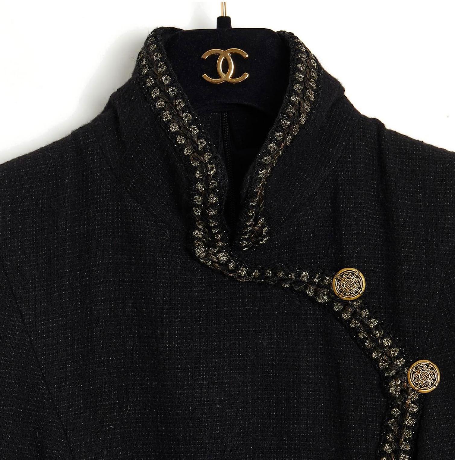 Chanel 9K$ Collectors Black Tweed Coat / Dress In Excellent Condition For Sale In Dubai, AE