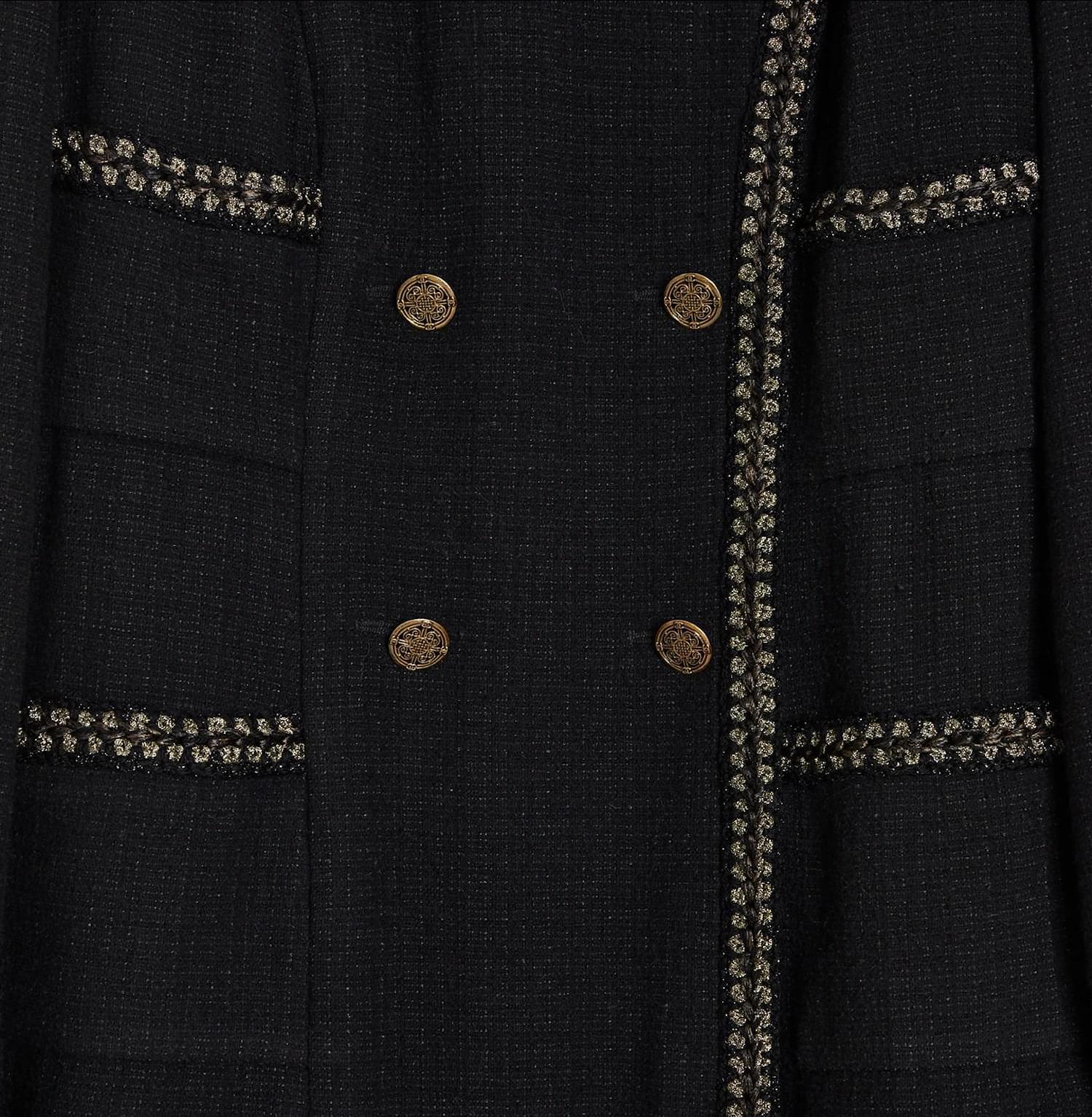 Chanel 9K$ Collectors Black Tweed Coat / Dress For Sale 1
