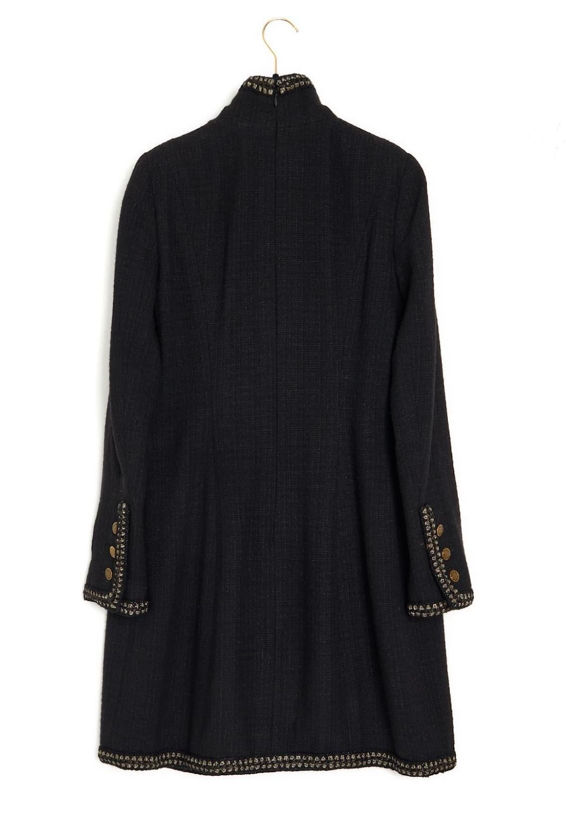 Chanel 9K$ Collectors Black Tweed Coat / Dress For Sale 2