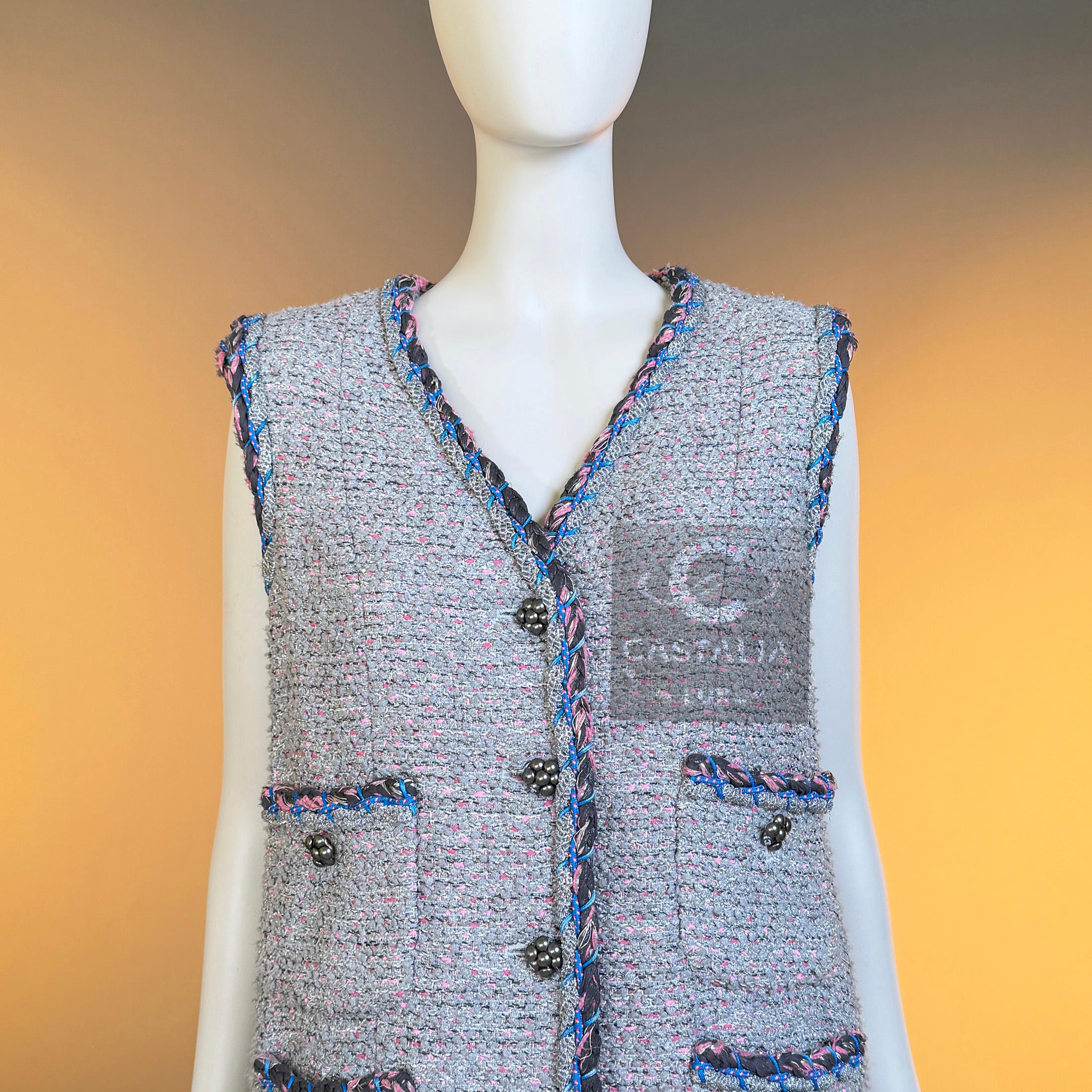CHANEL 9K$ Vestido de tweed arte contemporáneo icónico 40 FR en venta 5